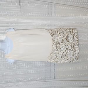 NWT Aiden Ivory & Gold Brocade & Chiffon Sleeveless Cocktail Dress